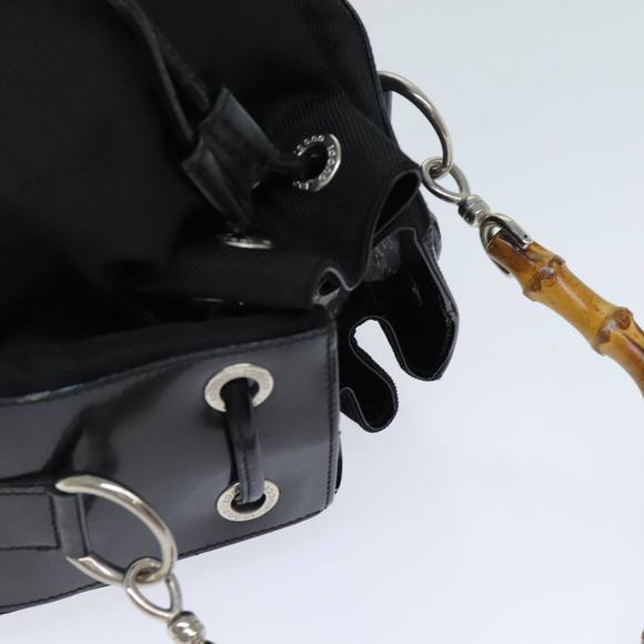 GUCCI Bamboo Hand Bag Nylon 2way Black 001 2684 1657 Auth 74809 - Picture 6 of 16
